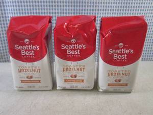 (B-2) 3 Bags Toasted Hazelnut Ground Coffee 12oz Bags Best by Sept 2023