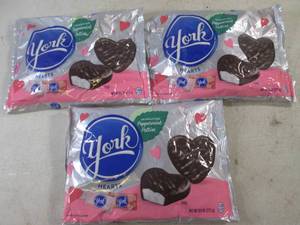 (B-2) 3 Bags of York Hearts Peppermint Patties 9.6oz Best by Oct 2023