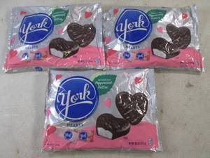 (B-2) 3 Bags of York Hearts Peppermint Patties 9.6oz Best by Oct 2023