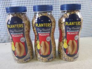 (B-2) 3 Jars Planters Lightly Salted Peanuts 16oz Best by Dec 2023
