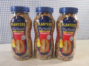 (C-1) 3 Jars Planters Salted Peanuts 16oz Best by Jan 2024