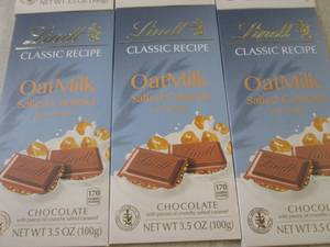 (B-3) 6 Large OatMilk Salted Caramel Non-Dairy Chocolate Bars 3.5oz Past Date