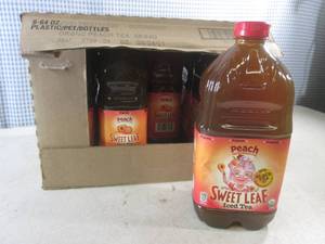 (C-2) Case 8 Bottles Peach Sweet Leaf Iced Tea 64oz Past Date