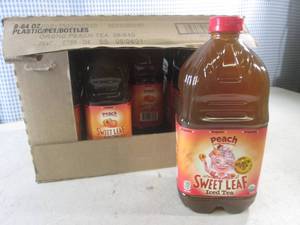 (C-2) Case 8 Bottles Peach Sweet Leaf Iced Tea 64oz Past Date