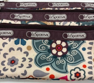 lot 57 image: Le Sport Sac Cream and Brown Floral Paisley Pouch