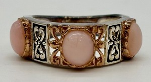 lot 93 image: Pretty Pink Coral and Sterling Silver Ring