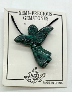 lot 94 image: Three New Green Laugna Angel Stoned Adjustable Cord Necklaces