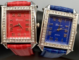 lot 65 image: Two Beautiful Rhinestone Watches, Red and Blue