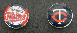lot 22A image: 2 in 1 Minnesota Twins Baseball Sterling Silver Snap Necklaces