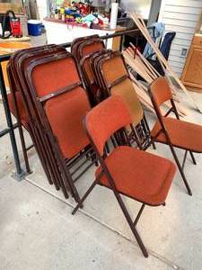 lot 30 image: Upholstered Metal Folding Chairs