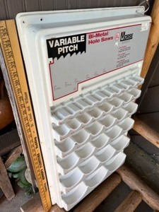 lot 10A image: Vintage Dealer In-Store Display MORSE Variable Pitch Bi-Metal Hole Saws Plastic Wall Mount Sign Storage Unit...