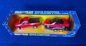 lot 17 image: NIB Vintage Maisto Road & Track Show Stoppers Hot Haulers & Cool Cars 1997 Ford 150 Flareside and Ford Thunderbird Car wTrailer...