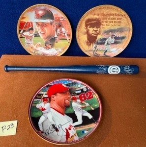 lot 19 image: Vintage Baseball MemorabiliaMARK McGWIRE Signed Home Run Hero Record Breaker 9-8-98 - Baltimore Orioles Cal Ripken Jr - Babe Ruth The 60th Homer 1994 Centennial - Bradford Exchange Record Breaker Plates