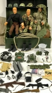 lot 3 image: Vintage 90s GI-Joe Action Figures Top Secret Order File Plus a Trunk Full of Accessories...