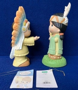 lot 40 image: RAREIndoor Outdoor Garden Statue Precious Moments Indian Chief Boy Indian Princess Girl Thanksgiving How Can I Say Thanks and The Lord is our Chief