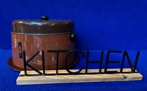 lot 39 image: MCM Mid-Century Modern Cake Carrier Tin Metal Server Keeper Covered Storage...