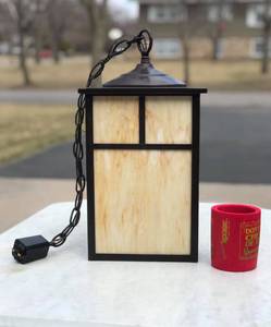 lot 7 image: OutdoorIndoor Pendant Lighting Maxim Coldwater() - One Light Incandescent Honey Slag Glass Hanging Lantern...