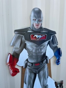 lot 9A image: RARE...Ford Mustang Advertising Life-Size Super Hero ConVerd Board Cardboard Cutout Stand-Up Store Display Easel Sign...