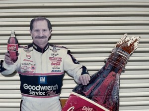 lot 11B image: Vintage...Dale Earnhardt Sr. #3 Autographed Nascar Racing Coca-Cola Advertising Life-Size Cardboard Cutout Stand-Up Store Display Easel Sign...