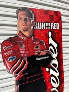 lot 13A image: RARE...Dale Earnhardt Jr. Run in the Red Autographed Nascar Racing Budweiser Advertising Life-Size Cardboard Cutout Stand-Up Store Display Easel Sign...
