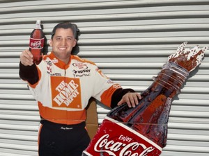 lot 11C image: Vintage...Tony Stewart #20 Autographed Nascar Racing Coca-Cola Advertising Life-Size Cardboard Cut-out Stand-Up Store Display Easel Sign...