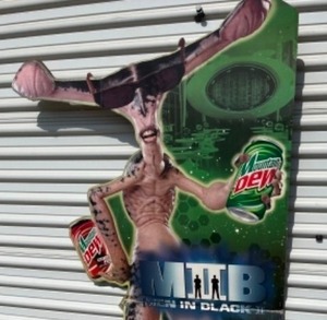 lot 15B image: RARE...Men In Black ll Mountain Dew Advertising Life-Size Cardboard Cutout Stand-Up Store Display Easel Sign......