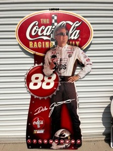 lot 15C image: RARE...Bobby LaBonte #88 Autographed Nascar Racing Coca-Cola Advertising Life-Size Cardboard Cutout Stand-Up Store Display Easel Sign...