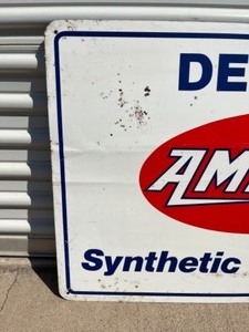 lot 9B image: RARE...Mancave Vintage 70s Double-Sided Amsoil Dealer Synthetic Lubricants Advertising Oil Sign.