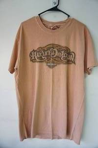 lot 42 image: Vintage Clothing Mens Large Tan Short-Sleeve Harley Davidson Brand Zylstra Harley Davidson Elk River Minnesota T-Shirt