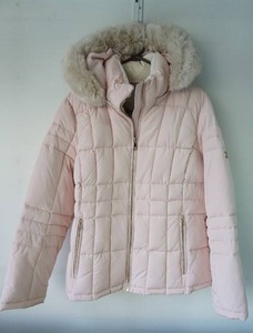 lot 41 image: Ladies Calvin Klein Peach Hooded Winter Coat Jacket