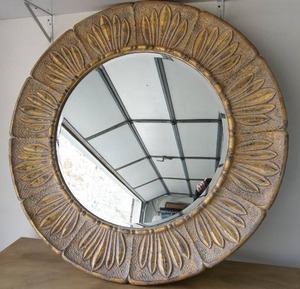 lot 2 image: Home DeCor Large Round Mirror Approx. 4ft. Living Room Dining Room Bedroom Entry Bathroom Ornate Champagne Giltwood Mirror By Carolina Mirror Company...