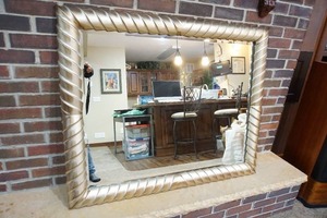 lot 13 image: Large Twist Frame Bronze-Style Beveled Glass Mirror