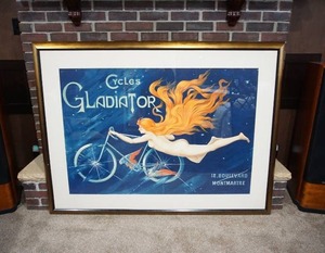 lot 7 image: Collectible Large Poster Art Cycles Gladiator 18. Boulevard Montmartre Professionally Matted & Framed 61.5 x 46
