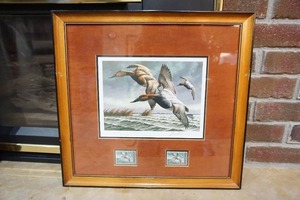 lot 19 image: Artist Signed and Numbered Migratory Bird Hunting and Conservation Stamp Canvasbacks Print By Artist David A. Maass