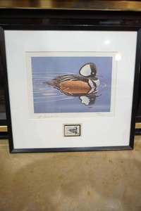 lot 21 image: Federal Duck Stamp Drake Hooded Merganser Artist Signed and Numbered Print By Artist Albert Earl Gilbert