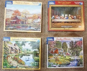 lot 68 image: Hobbies Puzzles Four Boxed White Mountain 1000 Piece One-Setting Jigsaw Puzzles...