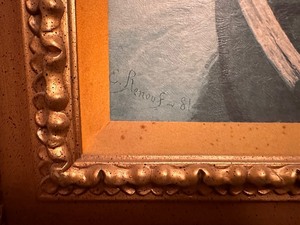 lot 89 image: Vintage Print Titled Helping Hand in Gold Painted Wood Carved Frame