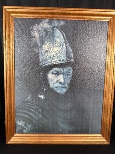 lot 92 image: Vintage Man in a Golden Helmet in Gold Wooden Frame