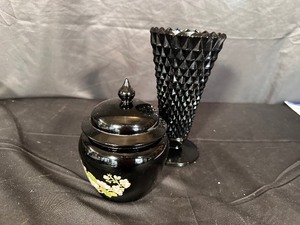 lot 263 image: Vintage Black Ginger Jar and Vase