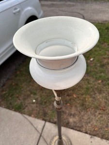 lot 115 image: Antique Art Nouveau Deco Brass Cast Iron Floor Lamp with Adjustable Arm