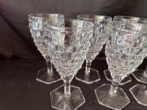 lot 119 image: Vintage Fostoria Cubist Glass Stemmed Water Goblets