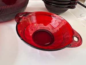 lot 162 image: Variety of Red Glass Berry Bowls
