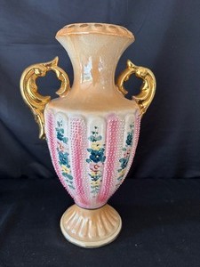 lot 182 image: Vintage Vase with Double Gold Painted Handles