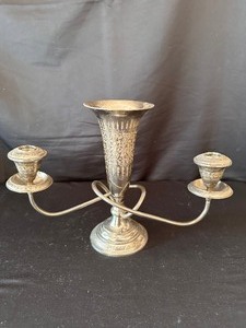 lot 184 image: Silver Candle Holder Vase Flower Pot.  9.5H x 14W