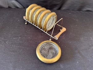 lot 191 image: Mid-Century Modern Glass Coasters in Carrier