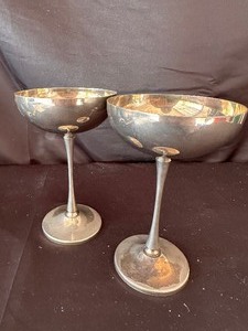lot 197 image: Vintage Silver Plated Champagne Glasses