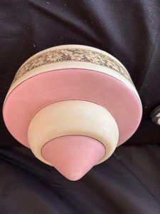 lot 221 image: Pink Kitchen Light 1940s Vintage - Vintage Kitchen Shade 13H x 10W