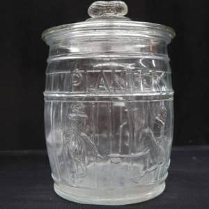 lot 87 image: RAREVINTAGE PLANTERS PEANUT JAR WITH LIDUNIQUE