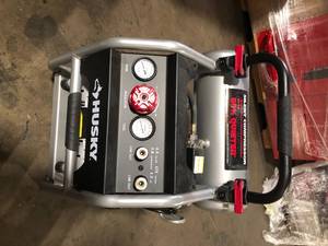 Husky 4.5 Gal. Portable Electric-Powered Silent Air Compressor   Customer Returns See Pictures