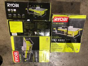 Lot of 3 RYOBI 4.8 -Amps 7 in. Blade Corded Tabletop Wet Tile Saw Customer Returns See Pictures